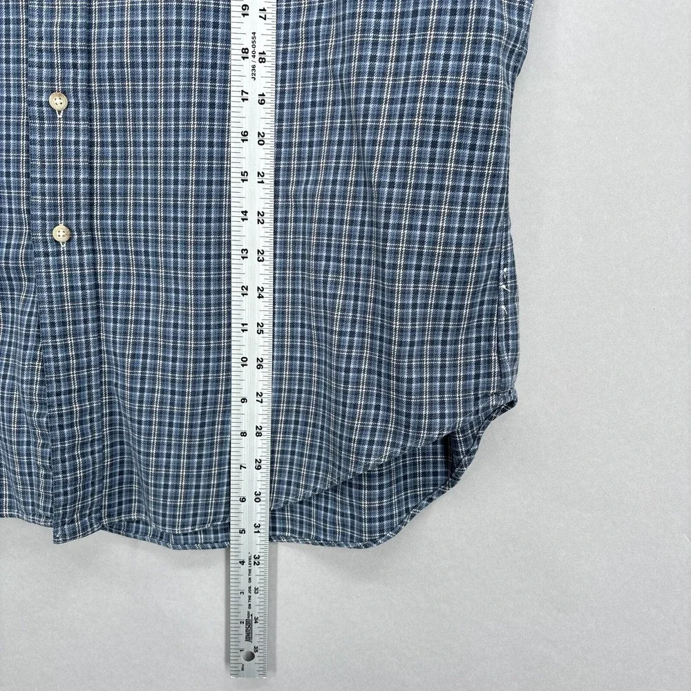 Ralph Lauren Shirt Mens XL Blue Plaid Button Down Long Sleeve 90s Vintage